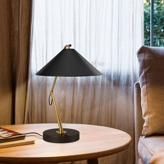 Modern Metal Black and Gold USB Desk Lamp