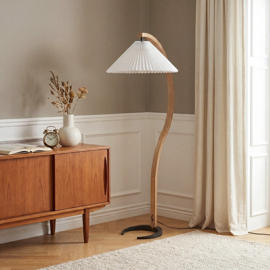Kaylee Nordic Curved Wood Floor Lamp