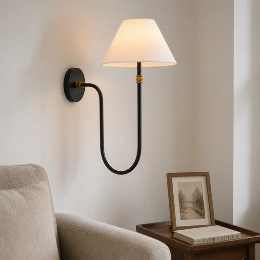 Aetna White Fabric Swan Neck Sconce