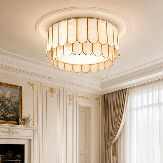 Jevora Modern Opulent Layered Capiz Shell Ceiling Light