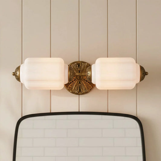 Eloise Vintage Art Deco Glass Horizontal Vanity Wall Sconce