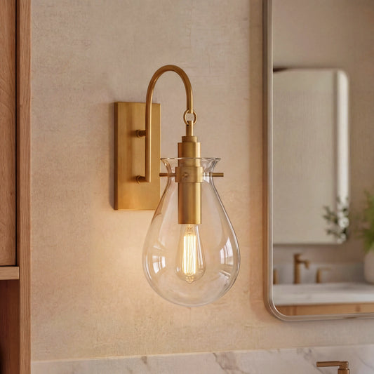 Nerites Industrial Teardrop Shade Clear Glass Wall Sconce