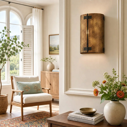 Vidar Rustic Bronze Metal Curved Shade Wall Sconce