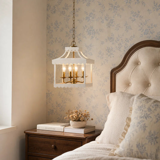 Ophelia Vintage Scalloped Lantern Metal Chandelier
