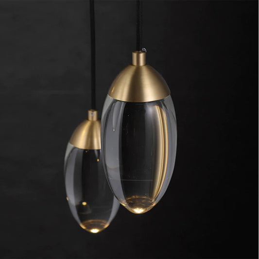Egg-shape Brass Crystal Pendant Light - 102CL