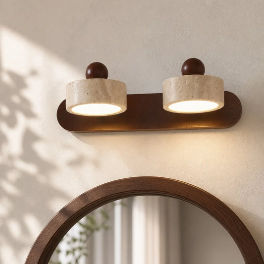 Beatrice Contemporary Natural LED Travertine Wood Wall Sconce