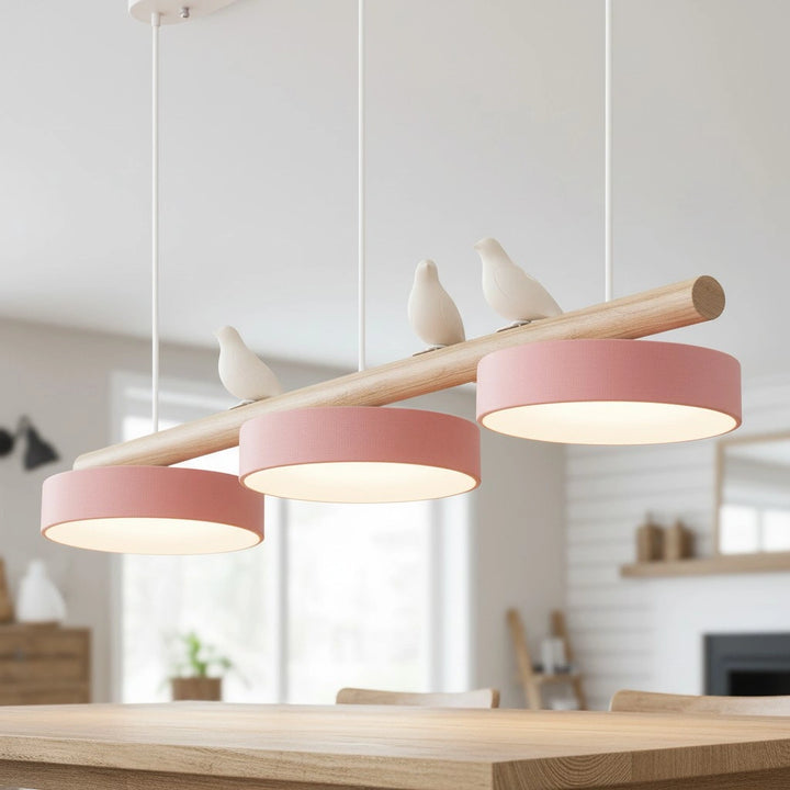 3-Light Nordic Macaron Bird Linear LED Island Chandelier