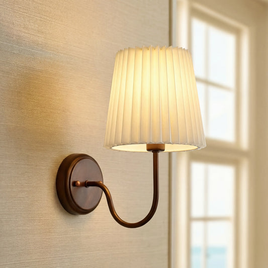 Theodore Retro Pleated Fabric Iron Wall Sconce