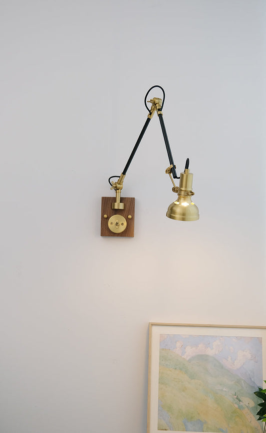 Wood Brass Wall Light - 123WL