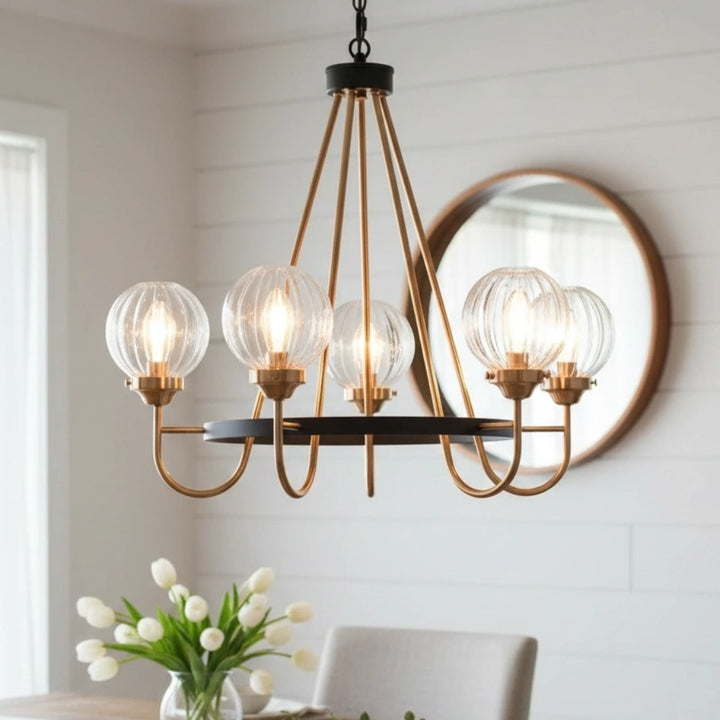 Xiren Luxury 5-Light Adjustable Wagon Wheel Chandelier