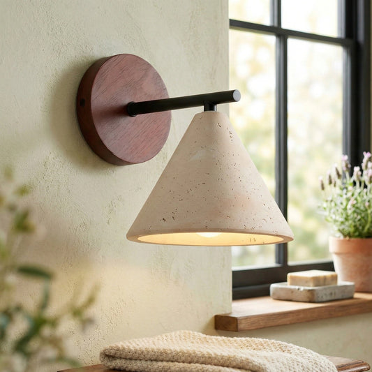 Amelie Minimalist Travertine Cone Wall Sconce