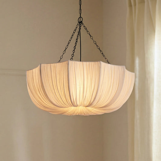 Willy Vintage Linen Fabric Bowl Pendant Light