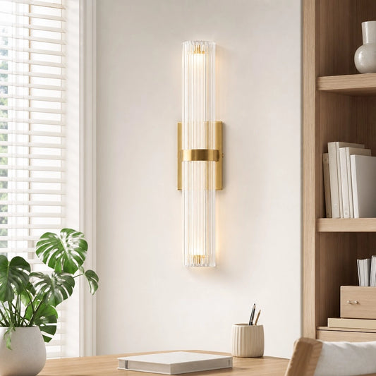 Siahna Fluted Glass LED Tube Wall Sconce