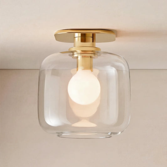 Frances Modern Unlacquered Brass Flush Mount Light