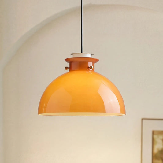 Cuna Contemporary Orange Round Glass Pendant Light