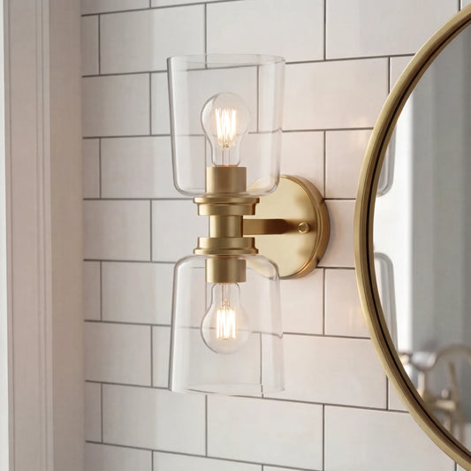 Tyche Modern Cylinder Glass Double Sconce