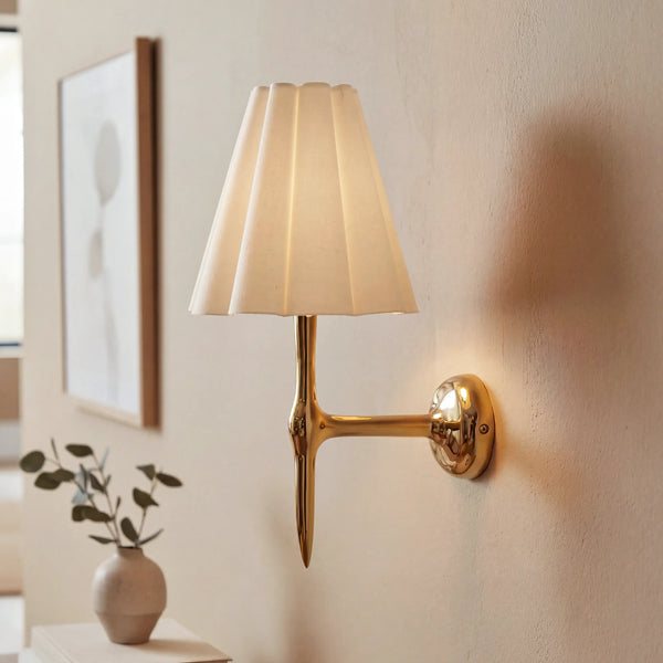 Blossyn Modern Art Deco Fabric Brass Wall Sconce