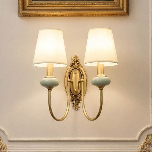 Deliah Classic Armed Fabric Shade Sconce