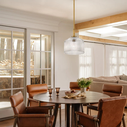 Phineas Farmhouse Ribbed Glass Pendant Light