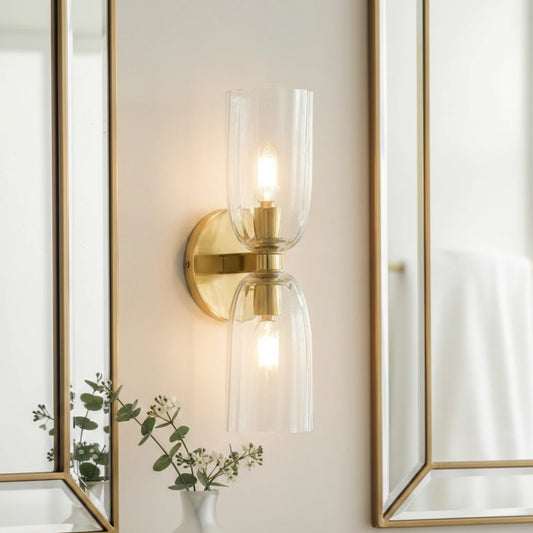Kerry Modern Fluted Glass 2-Light Wall Sconce