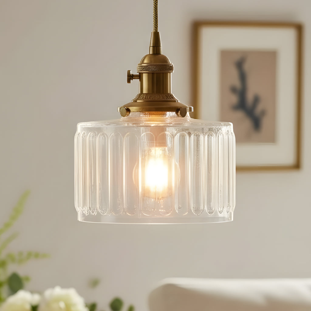 Caspian Vintage Adjustable Fluted Glass Pendant Light | Mergelighting ...