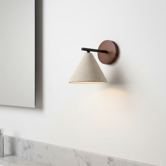 Lachlan Minimalist Travertine Cone Wall Sconce