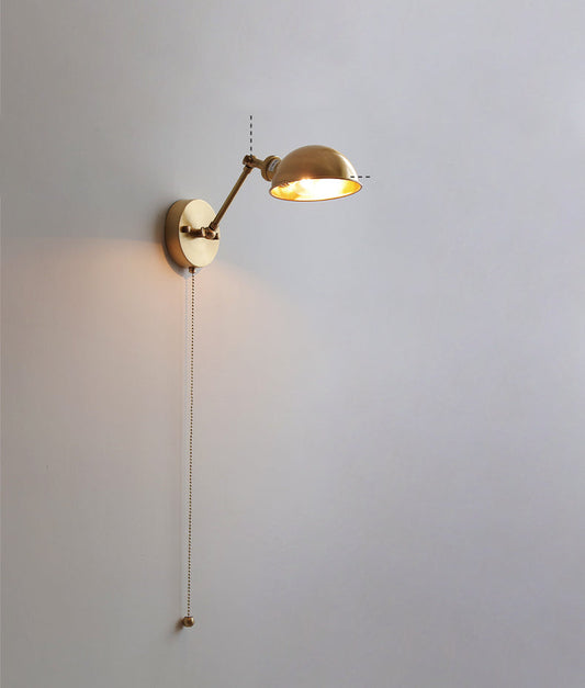 Brass Wall Light With Wood Plate - 106WL