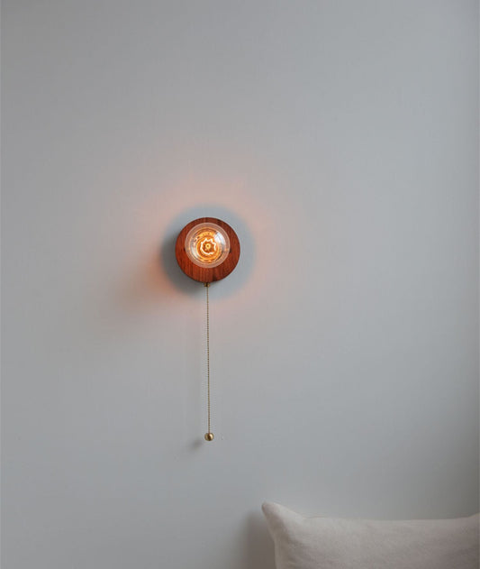 Glass Globe Wood Wall Light - 119WL