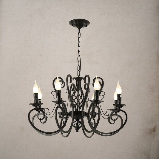 European Classic Iron Arms Chain LED Chandelier