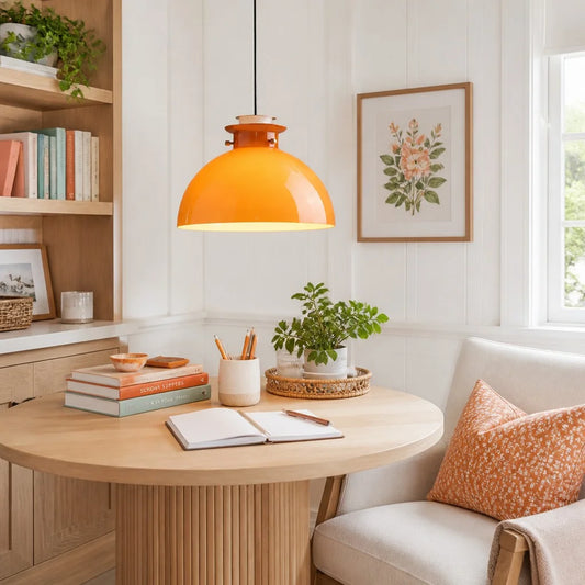 Cuna Contemporary Orange Round Glass Pendant Light