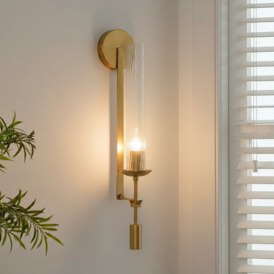 Jerry Modern Brass Tubular Glass Wall Lamp