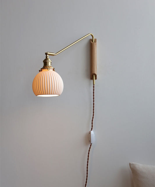 Ceramic Swing Arm Wood Wall Light - 210SWL
