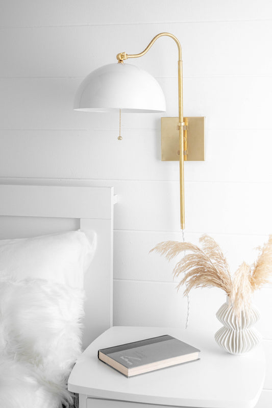 Swing Arm Sconce - Dome Lighting - Bedside Light - Plug In Sconce - Wall Sconce - Model No. 2818