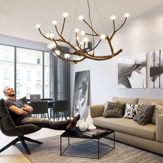 Nordic Rustic Tree Branch Hanging Chandelier
