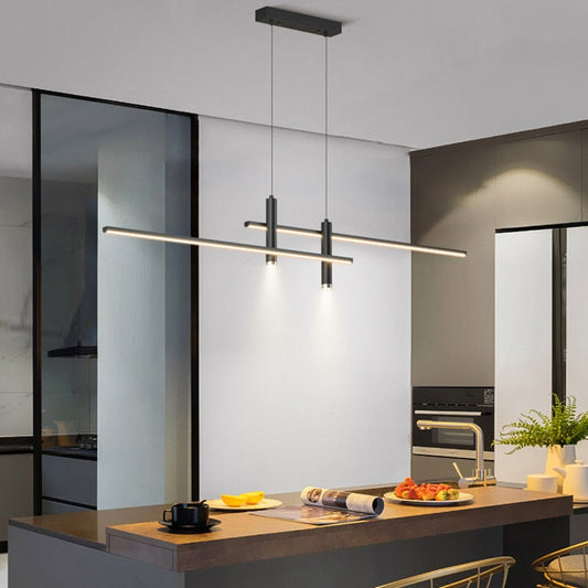 Modern Minimalist Sleek Metal Rod Chandelier