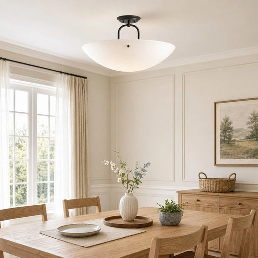 Jennifer Modern Glass Bowl Semi Flush Mount Light