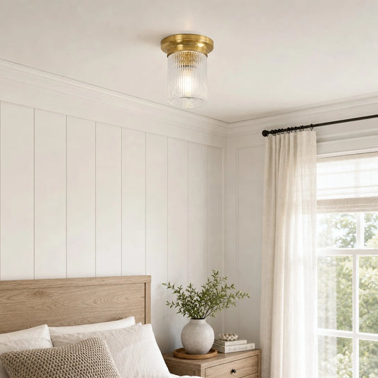 Villacci Modern Round Ribbed Glass Ceiling Light