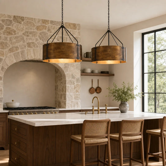 Chloe Vintage Industrial Bronze Drum Shade Pendant Light