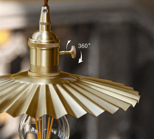 Fluted Brass Pendant Light - 102PL