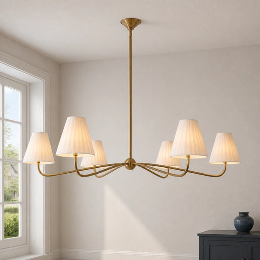Vintage Arc Arm Multi Heads Fabric Chandelier