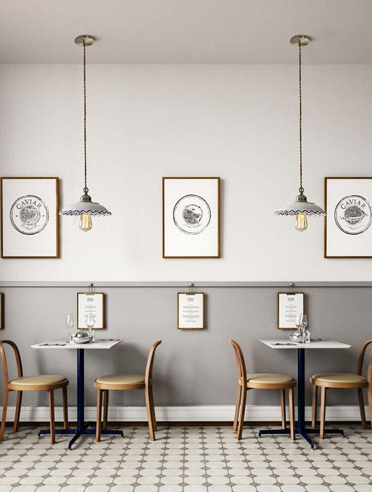 Ceramic Plate Pendant LED Light in Portuguese Tile Style