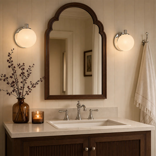 Vera Modern Elegant White Opal Globe Milk Glass Vanity Wall  Light