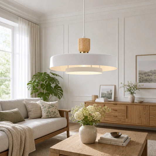 Watro Nordic 1-Light  White Tiered Pendant Light