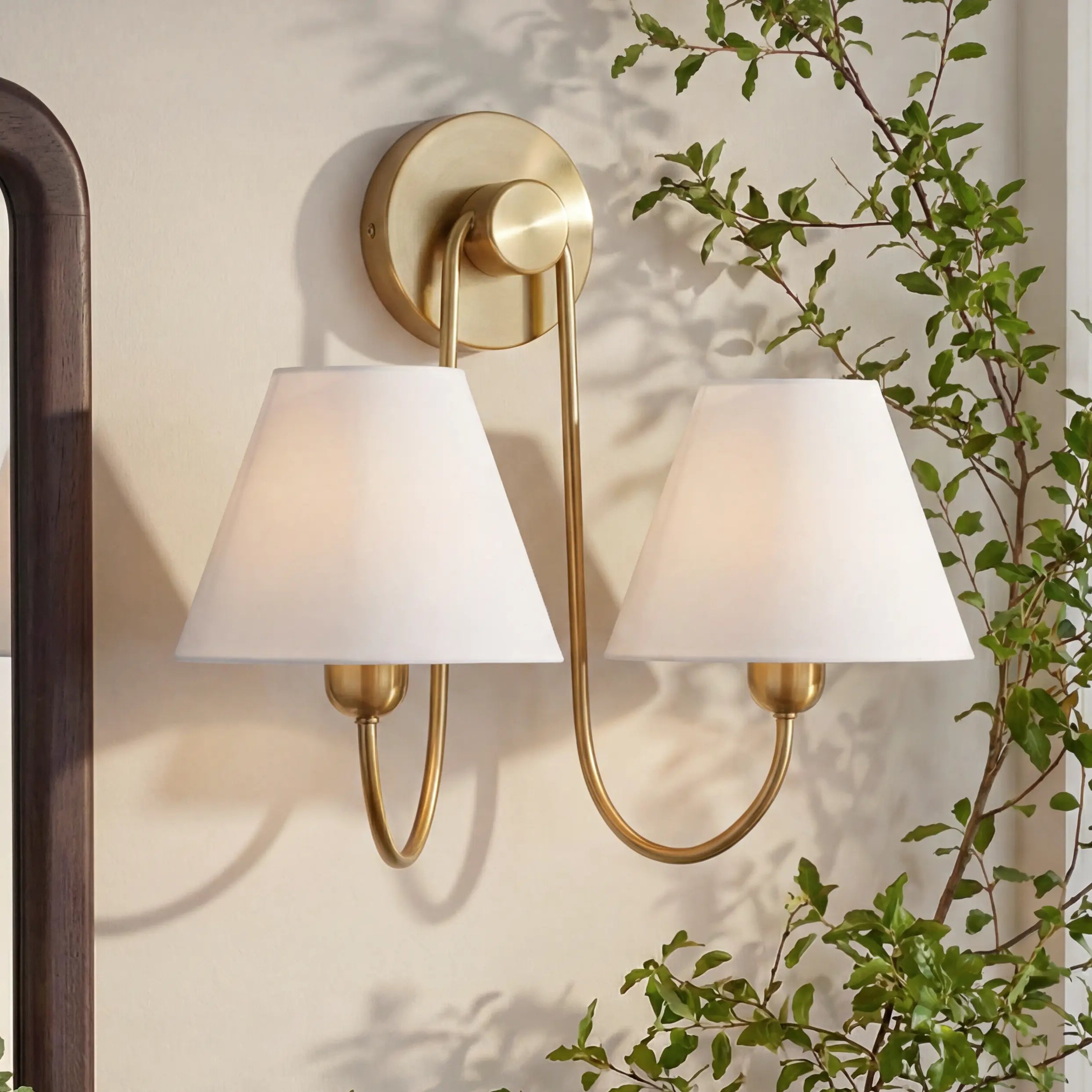 Emberly Contemporary Linen Shade Swoop Sconce | Mergelighting – Merge ...