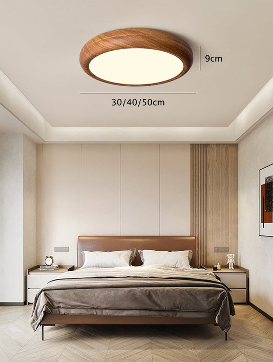 Round Curvy Wooden LED Flush Mount Ceiling Light in Scandinavian Style