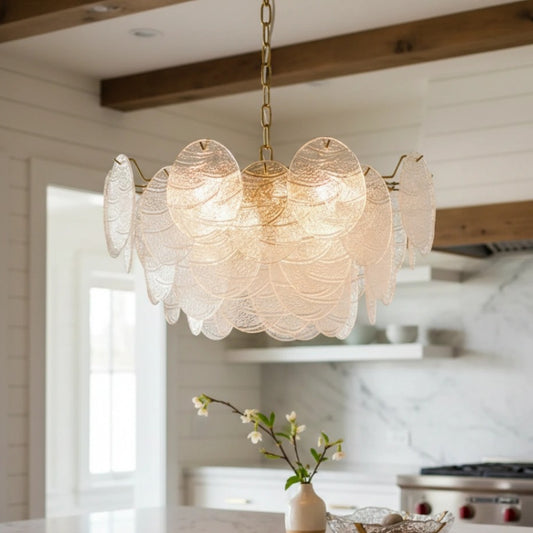 Calryenith Modern Wave Disc Glass Chandelier