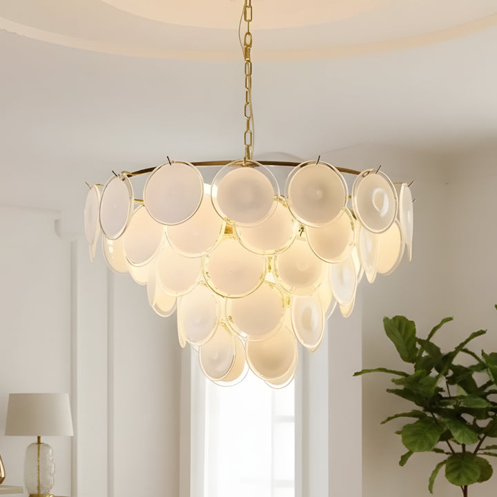 Novale Elegant Murano White Glass Chandelier