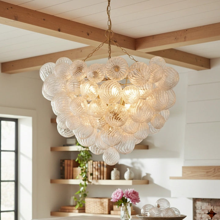 Reid Luxury Ribbed Bubble Glass Chandelier