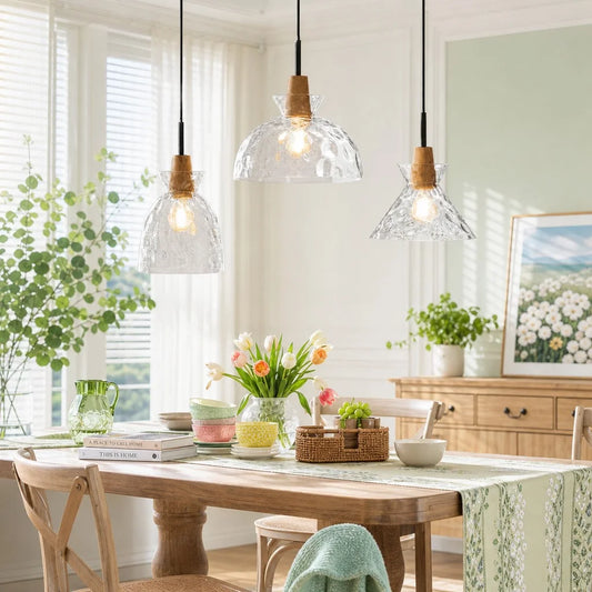 Melis Modern Farmhouse Hammered Glass Pendant Light