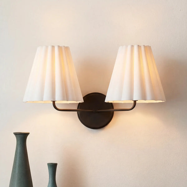 Kaiya Minimalist Textured Linen Fabric Tapered Wall Sconce